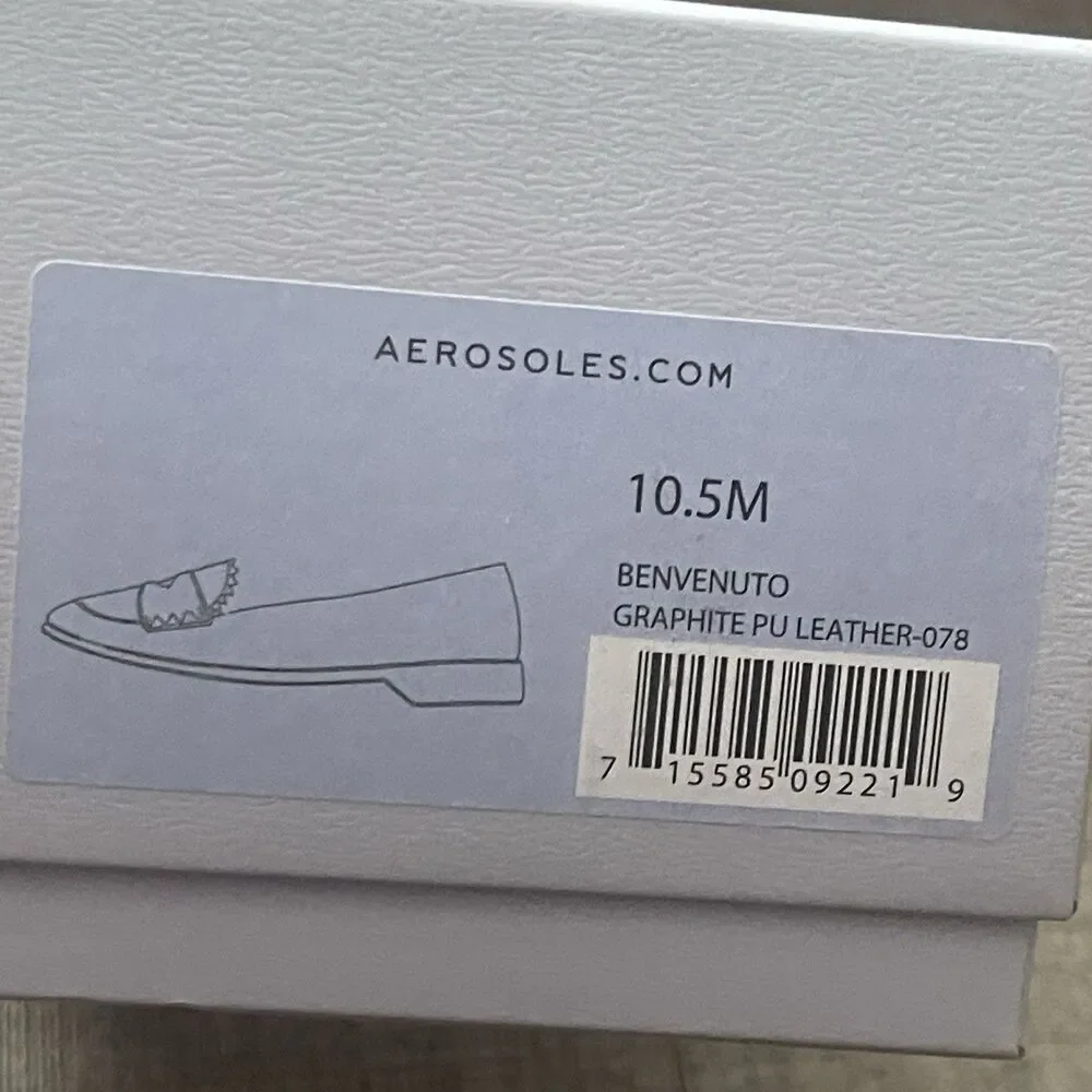 AEROSOLES Borgio Loafer‎ Flat Size 10.5 Graphite NEW Career Modern Work Comfort
